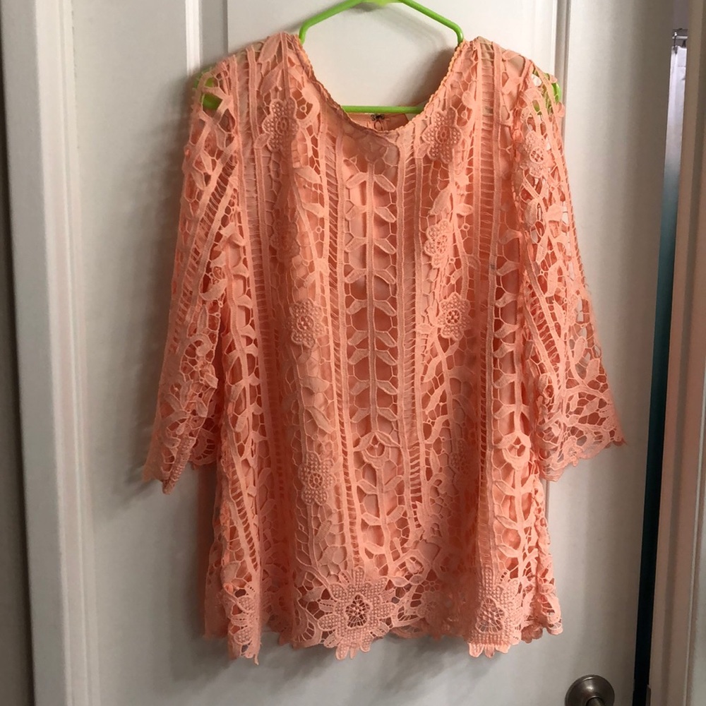 Peach Embroidered Lace Blouse